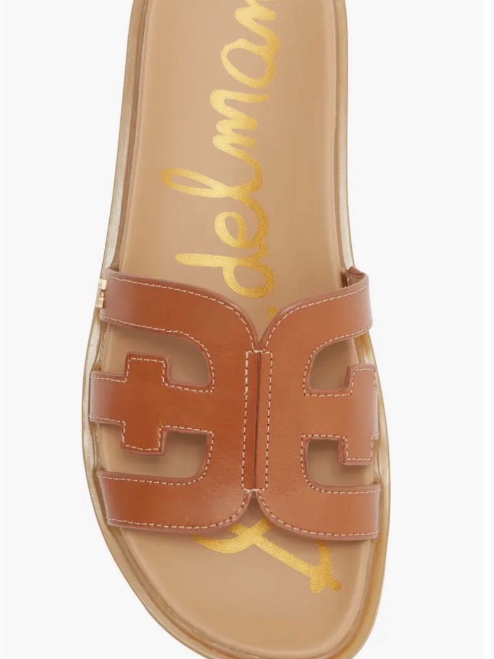 Sam Edelman Tan Leather Cutout Slide Sandal